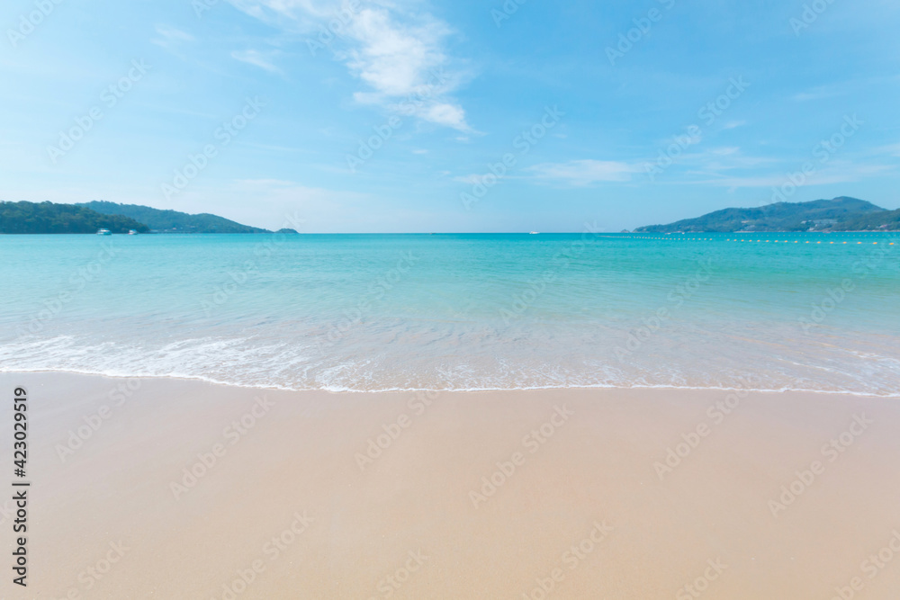 Wave of the sea on the sand beach, summer sand beach