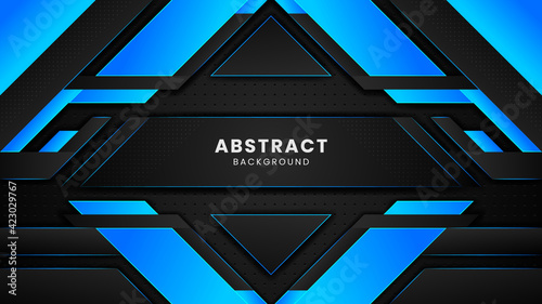 Modern blue abstract geometric shapes background design template, gaming background template design