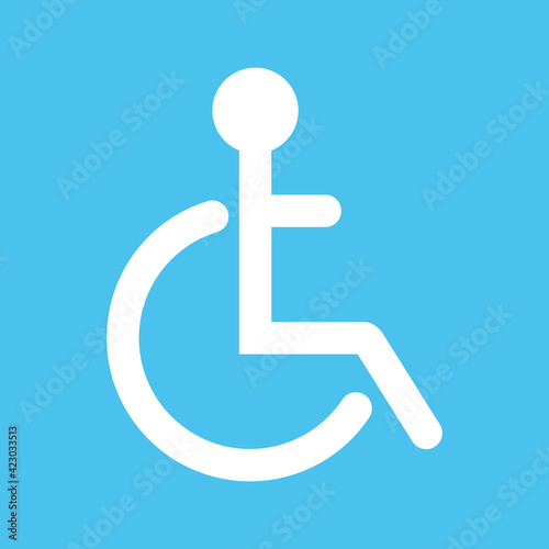 Disabled. Flat web icon or sign isolated on lue background