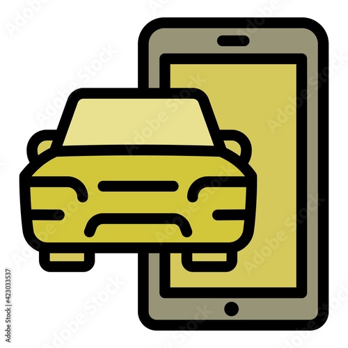 Phone car sharing icon. Outline Phone car sharing vector icon for web design isolated on white background