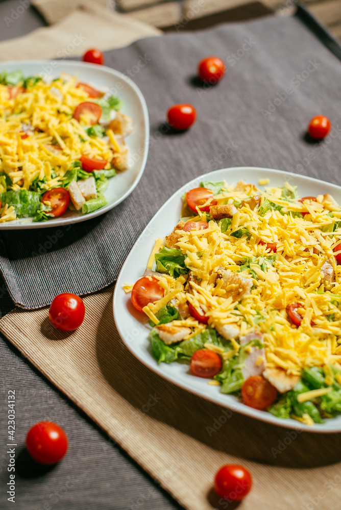 salad with cheese on a plate salad with cheese on a plate