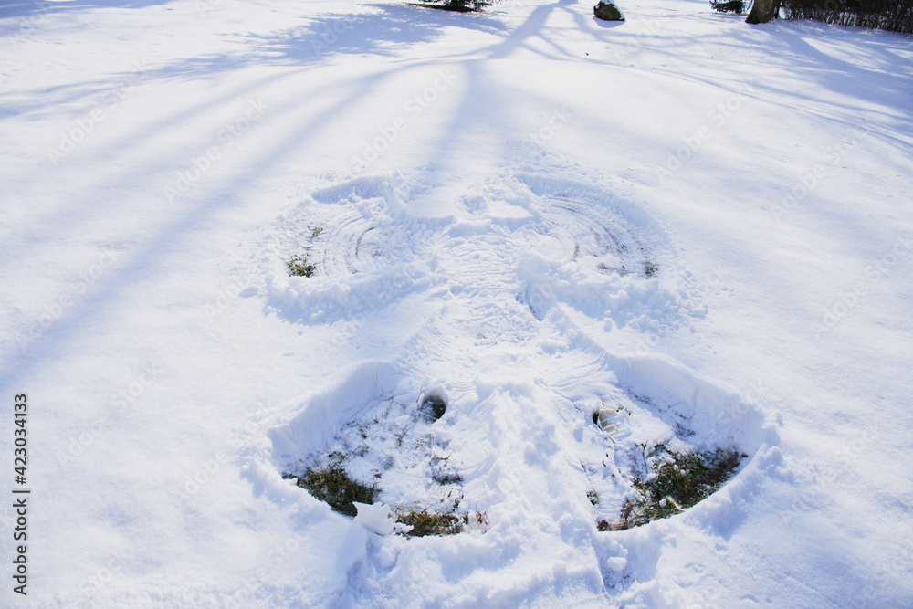 a person making a snow angel