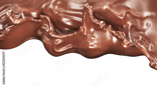 Chocolate splash isolated background. 3d illustration