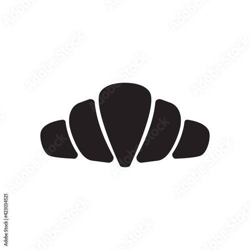Croissant flat silhouette icon, vector illustration for graphic design.