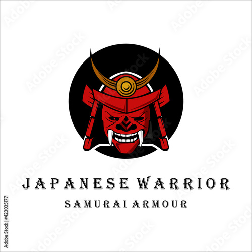 mask and helmet for samurai logo vector vintage illustration template design. japanese warrior armour for logo concept template illustration emblem design