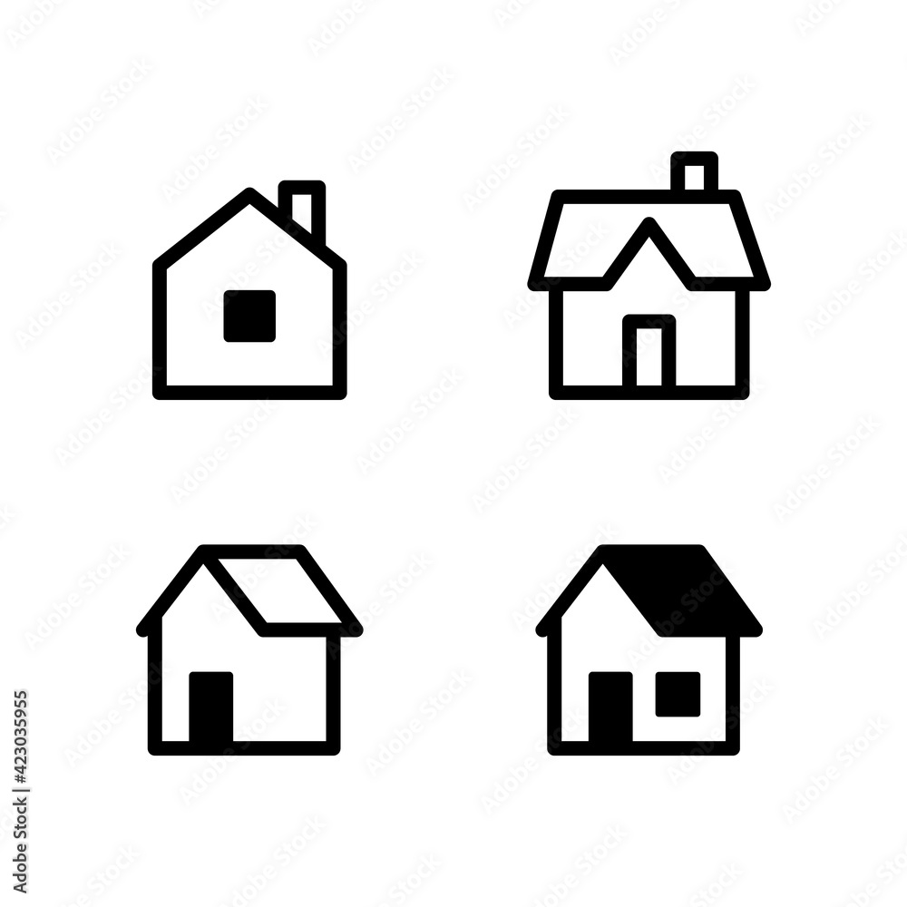 Set of house vector icons. Homes clipart symbols. Home pictogram collection.