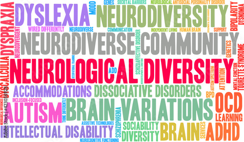 Neurological Diversity Word Cloud on a white background. 