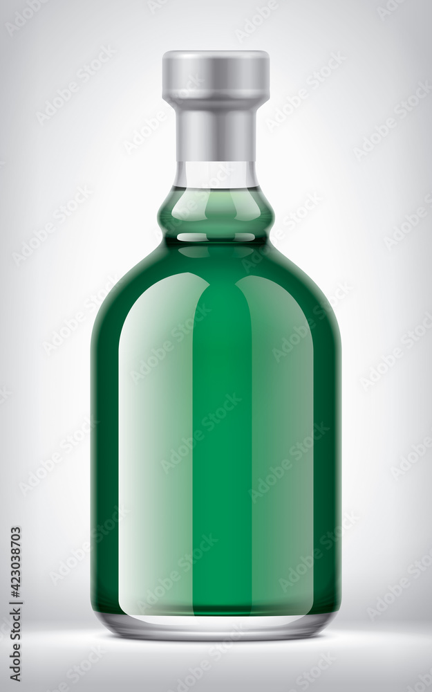 Glass Bottle on background. Foil version. 