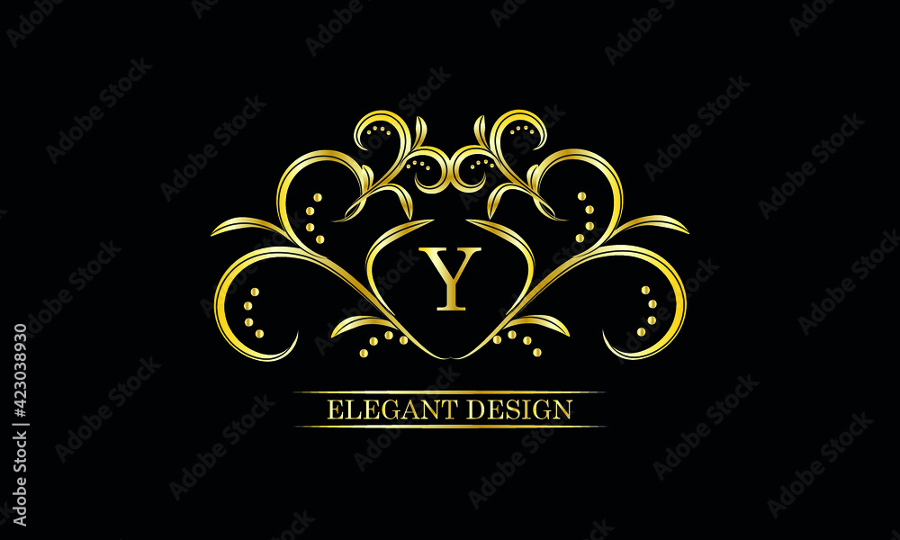 Luxurious monogram, design of an exquisite ornament with the letter Y. Illustration of good as a logo of a fashion boutique, hotel brand, restaurant, business, cover.