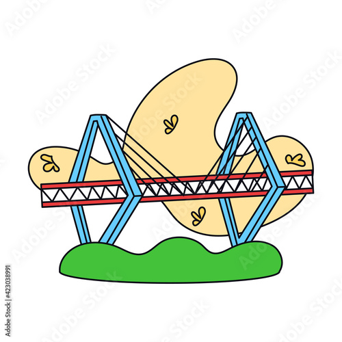 Isolated suspension bridge. Landmark icon - Vector illustration
