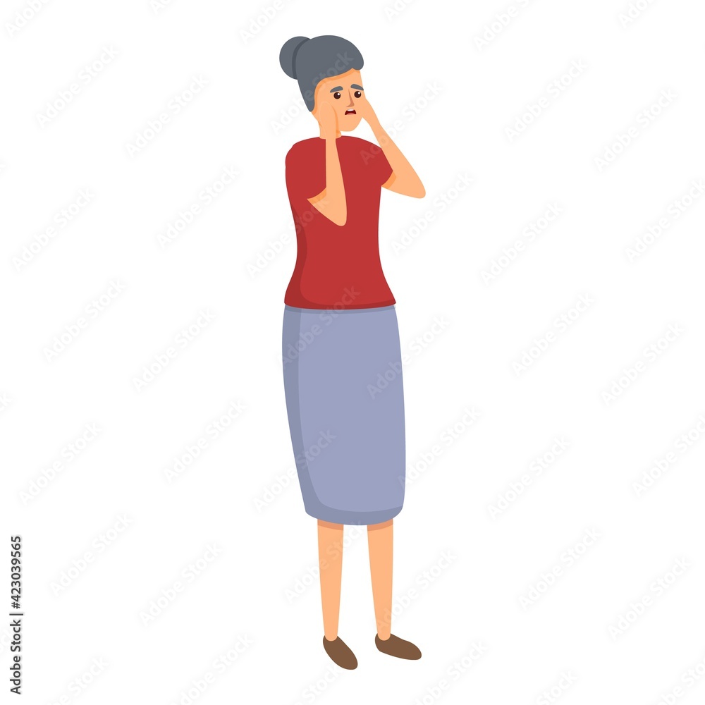 Sad mother icon. Cartoon of sad mother vector icon for web design isolated on white background Sad mother icon. Cartoon of sad mother vector icon for web design isolated on white background