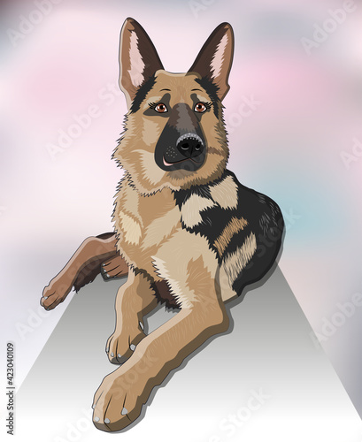 dog German shepherd breed sitting and smile