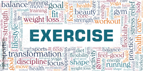 Exercise vector illustration word cloud isolated on a white background.