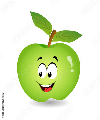 Cartoon apple green apple character
