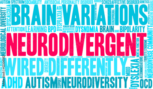 Neurodivergent Word Cloud on a white background. 