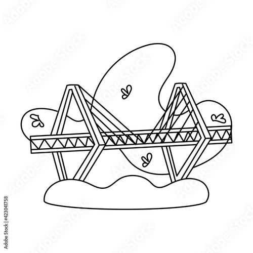 Isolated suspension bridge. Landmark icon - Vector illustration