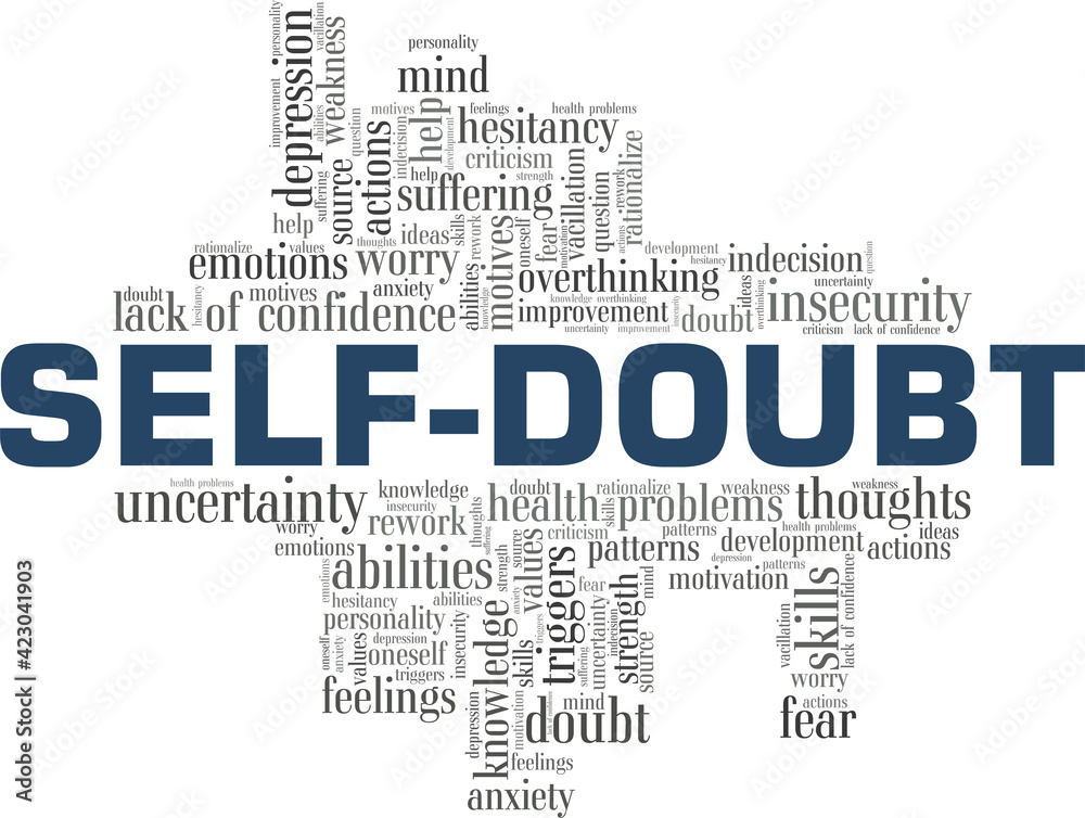 Selfdoubt vector illustration word cloud isolated on a white