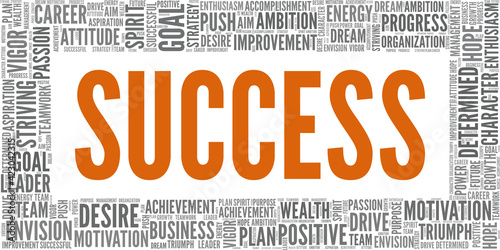 Success vector illustration word cloud isolated on a white background.