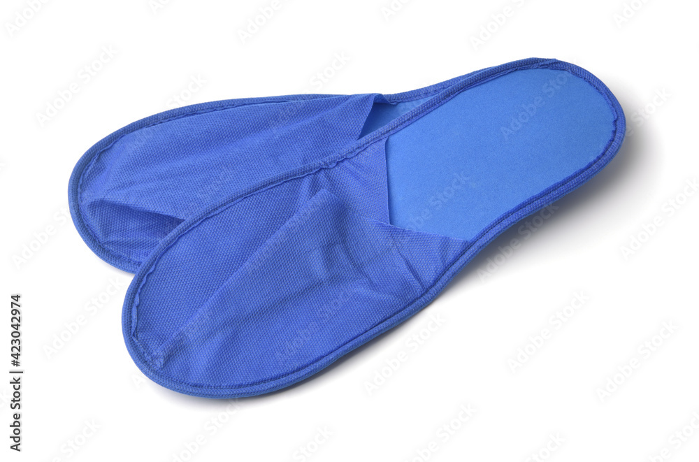 Pair of blue disposable slippers Pair of blue disposable slippers