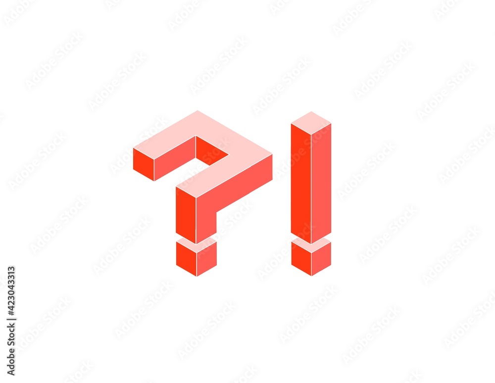 Red Question mark illustration isometric icon logo Red Question mark illustration isometric icon logo