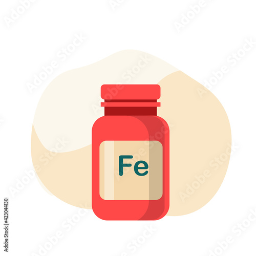 Jar of dietary supplements with iron
