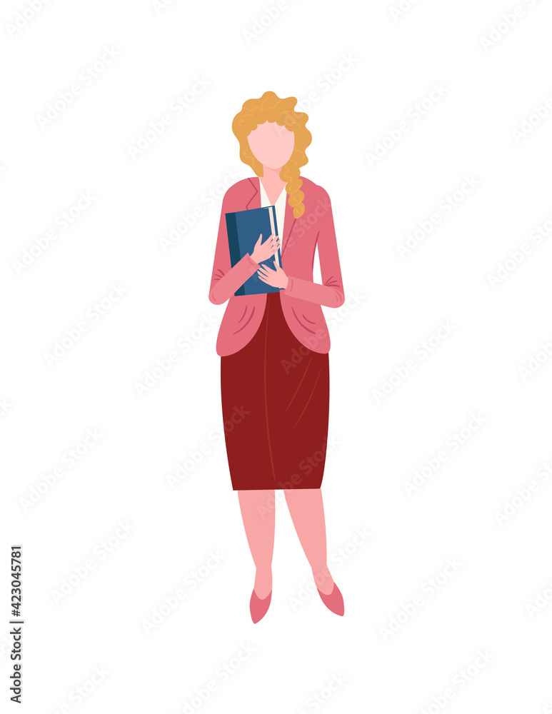 Standing Woman in casual clothes isolated. Businesswoman in skirt, shirt and jacket. Teacher with book. Beautiful Secretary in full height. Standing Woman in casual clothes isolated. Businesswoman in skirt, shirt and jacket. Teacher with book. Beautiful Secretary in full height.