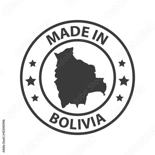 Made in Bolivia icon. Stamp made in with country map