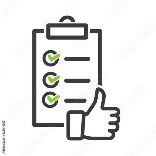 Folder with green checks and thumb up.