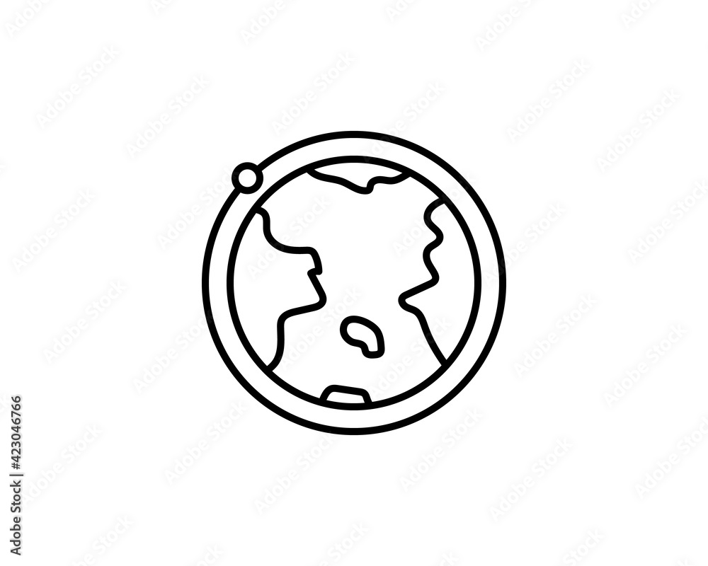 earth with satellite moon orbit vector icon isolated on white background. earth with satellite flat icon for web, mobile and user interface design earth with satellite moon orbit vector icon isolated on white background. earth with satellite flat icon for web, mobile and user interface design