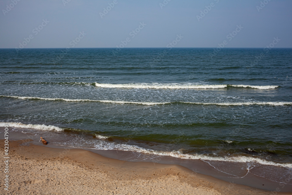 Surf of the Baltic sea in calm weather, Kaliningrad