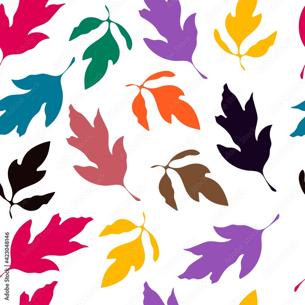 Seamless pattern multicolored leaves
