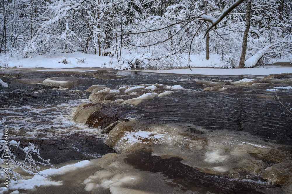 beautiful freezing river. ice rolls on the river beautiful freezing river. ice rolls on the river