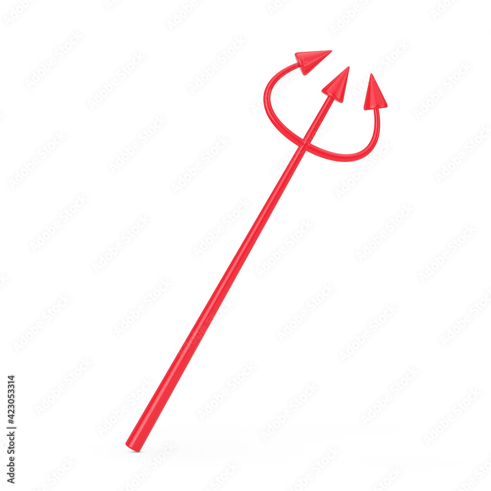 Red Devil Halloween Day Celebration Trident or Pitchfork. 3d Rendering Red Devil Halloween Day Celebration Trident or Pitchfork. 3d Rendering