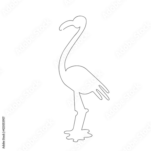 flamingo line art. bird one line drawing. Stylish decorative element. Vector illustration, well suited for posters and banners in a minimalist style.