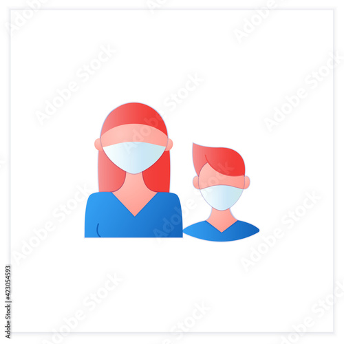 Senior flat icon. Professor protection. Second-year student and freshman. Training, studying. Professional development. Graduation concept.3d vector illustration