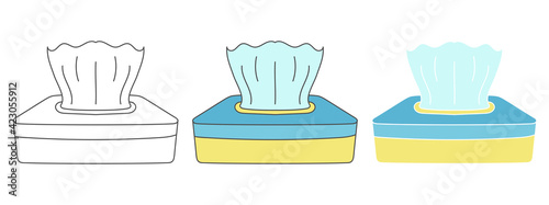 table tissue design vector. clipart cartoon illustration. black and white outline element