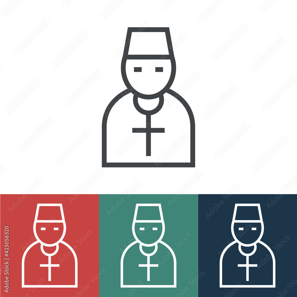 Linear vector icon with priest Linear vector icon with priest