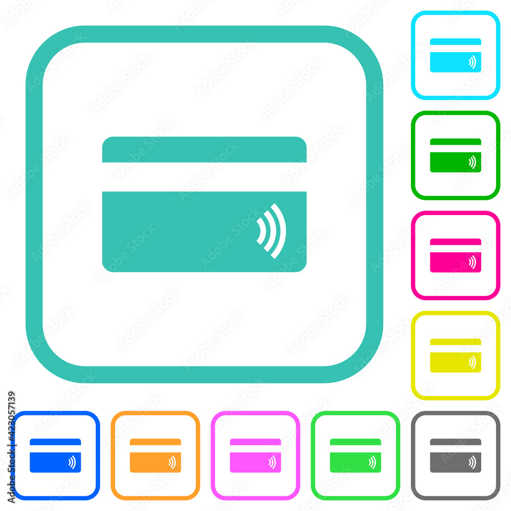 Contactless credit card vivid colored flat icons Contactless credit card vivid colored flat icons