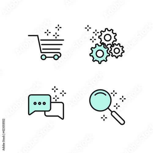 Outline web icons set Search Engine Optimization. Simple vector illustration.