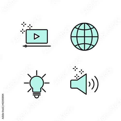 Outline web icons set Search Engine Optimization. Simple vector illustration.