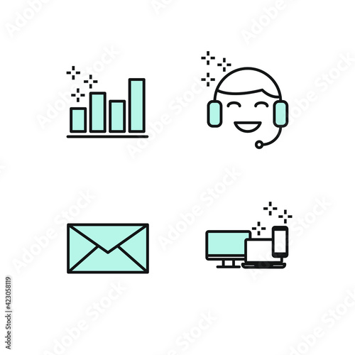 Outline web icons set Search Engine Optimization. Simple vector illustration.