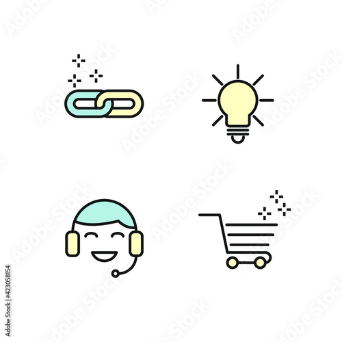 Outline web icons set Search Engine Optimization. Simple vector illustration.