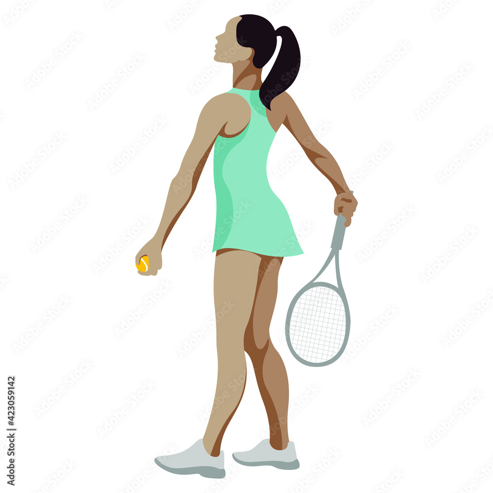 vector flat design illustration of a sportive girl in sports uniform ...