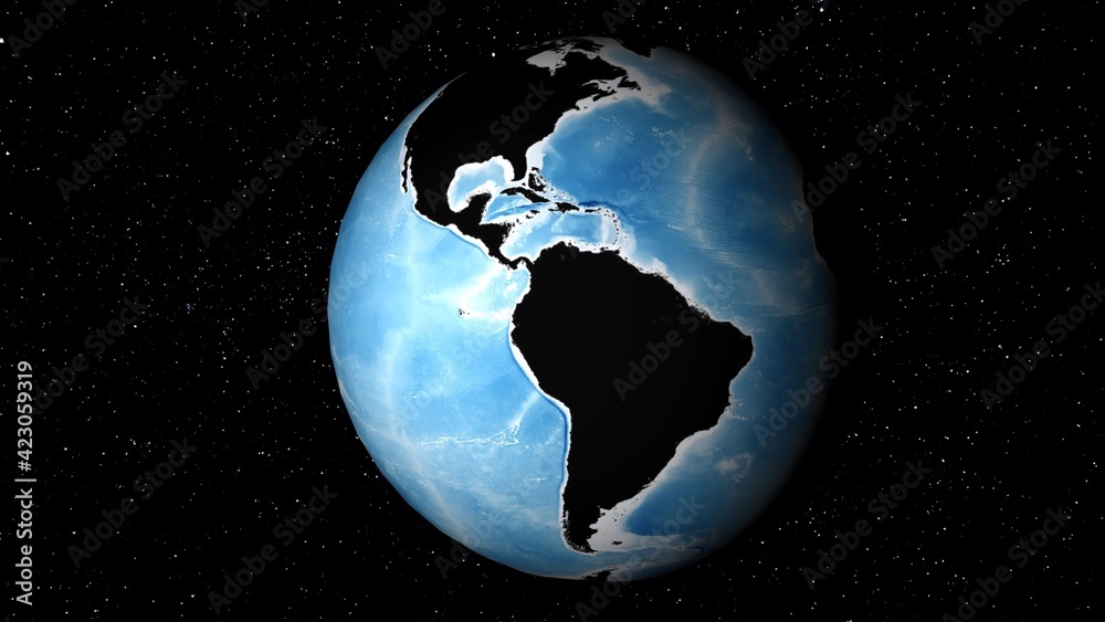 Earth Globe Oceans Model View from Space Over Africa Europe and America Rotating