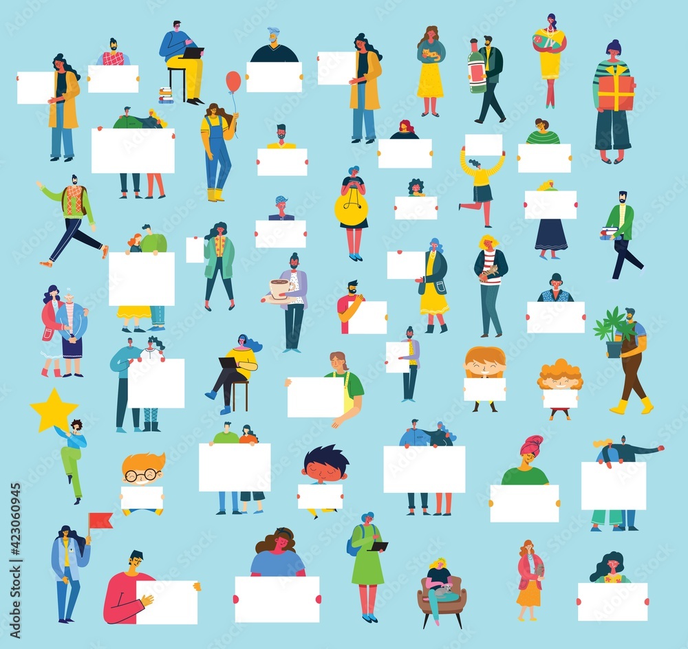 Set of people, men and women with different signs. Vector graphic objects for collages and illustrations. Set of people, men and women with different signs. Vector graphic objects for collages and illustrations.