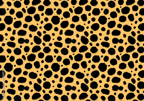 Vector cheetah skin pattern background. Abstract wild animal leopard spots, hand drawn texture for print design, cover, wallpaper
