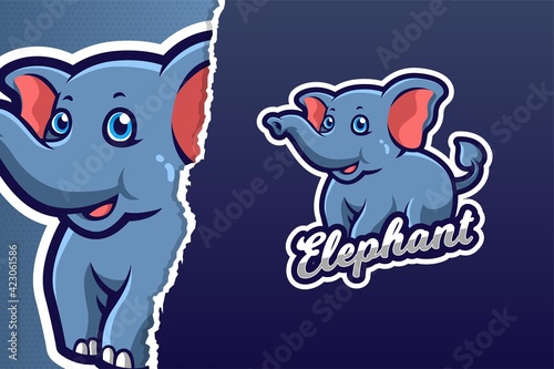 Little Elephant Mascot Game Logo Template