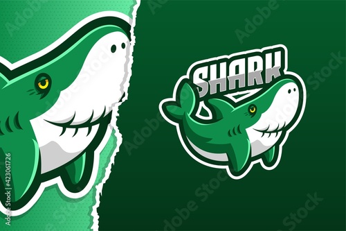Grandpa Shark Cartoon Mascot Game Logo Template
