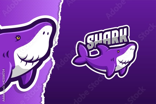 Grandma Shark Mascot Game Logo Template