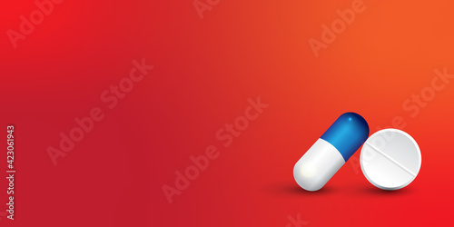 Pills. Medicine tablets isolated on background, different round and oblong drugs collection vector illustration.